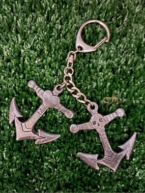 Vintage Y2K era Lux De Ville Skull Anchor Bag Charm Rockabilly Punk Keychain